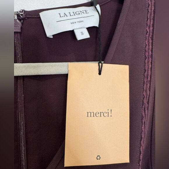 NWT LA LIGNE Marlien dress in Dark plum - Picture 12 of 13